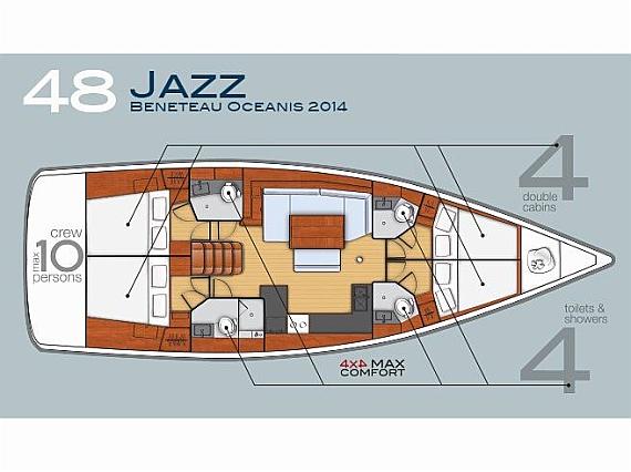 Oceanis 48 (4 cabins) - Layout image
