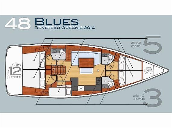 Oceanis 48 (5 cabins) - Layout image