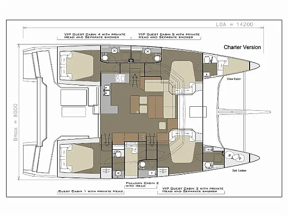 Dufour Catamaran 48 5c+5h - Layout image