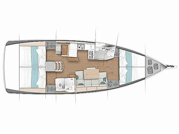 Sun Odyssey 440 (possible to be converted to 3 cabins) - Layout image